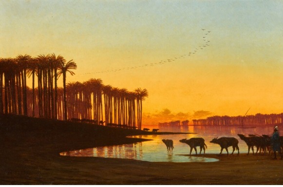 لوحة الفجر على النيل  للفرنسى شارل تيودور فرير