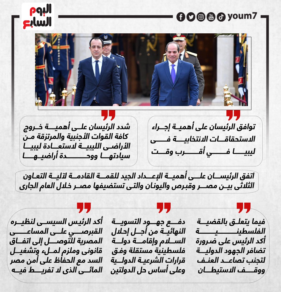 رسائل الرئيس السيسى خلال المؤتمر الصحفى مع نظيره القبرصى (3)