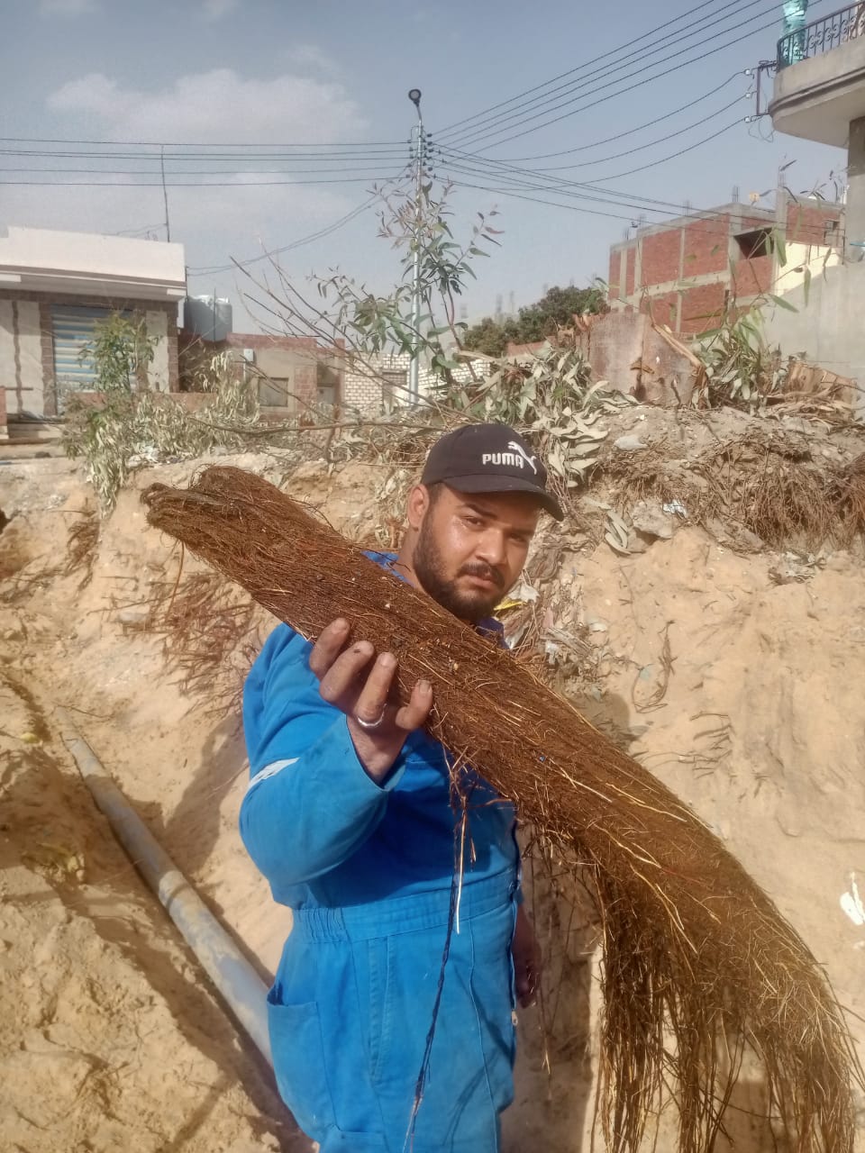 استخراج جذور الأشجار من الشبكات وإعادة ضخ مياه الشرب لـ 90 منزل بقرية التقدم بالإسماعيلية (6)