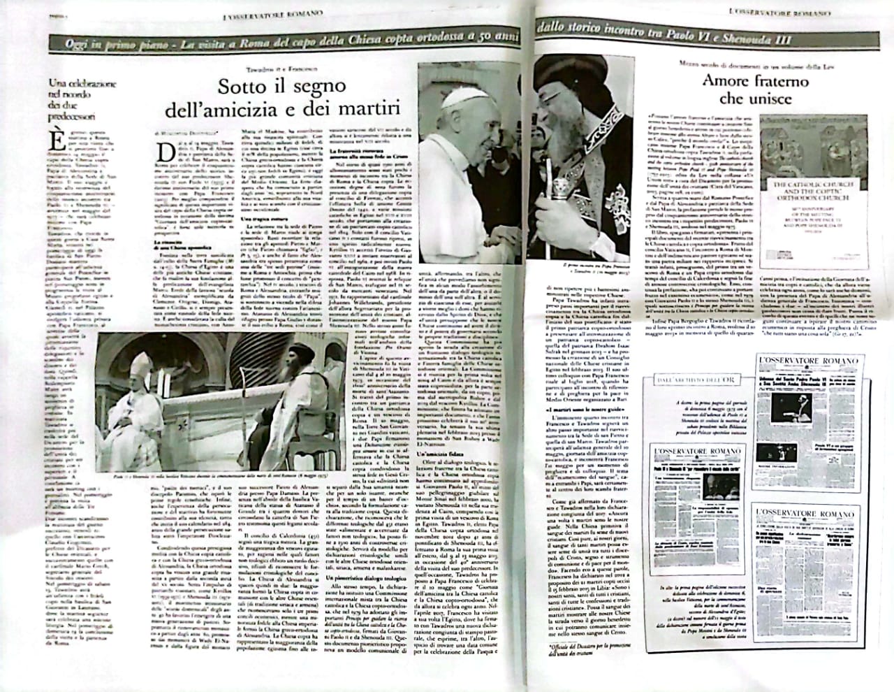 تغطية صحف الفاتيكان للزيارة