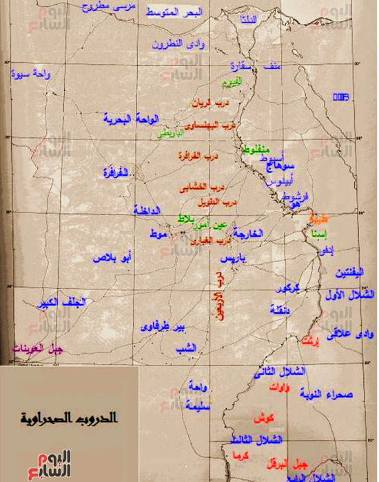 خريطة-الدروب-الصحراوية-بالوادى-الجديد