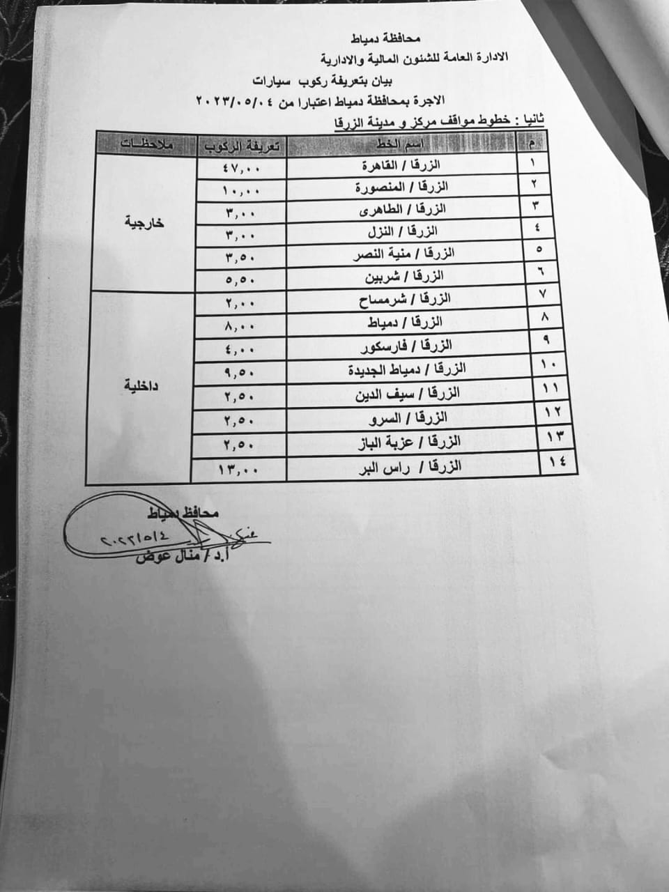 تعريفة الركوب الجديدة بدمياط (5)