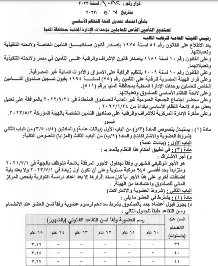 صندوق تأمين وحدات الإدارة المحلية بمحافظة المنيا