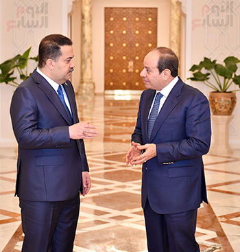 الرئيس عبد الفتاح السيسي، بقصر الاتحادية، محمد شياع السوداني، رئيس وزراء العراق (7)