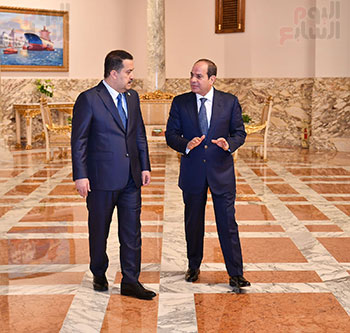الرئيس عبد الفتاح السيسي، بقصر الاتحادية، محمد شياع السوداني، رئيس وزراء العراق (9)