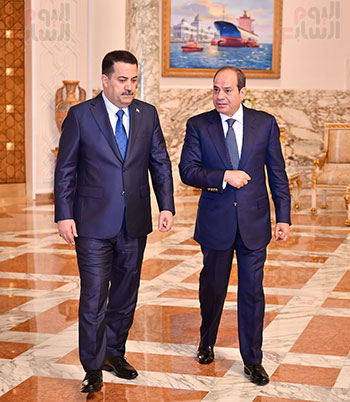 الرئيس عبد الفتاح السيسي، بقصر الاتحادية، محمد شياع السوداني، رئيس وزراء العراق (10)