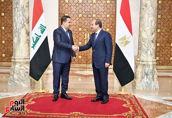 الرئيس عبد الفتاح السيسي، بقصر الاتحادية، محمد شياع السوداني، رئيس وزراء العراق (5)