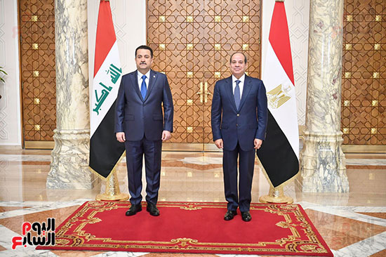 الرئيس عبد الفتاح السيسي، بقصر الاتحادية، محمد شياع السوداني، رئيس وزراء العراق (2)