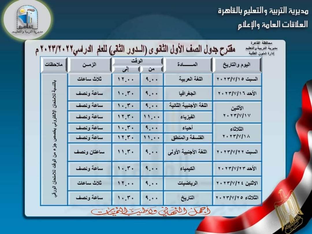 إمتحانات الدور الثانى للصفين الأول والثانى بالقاهرة (1)