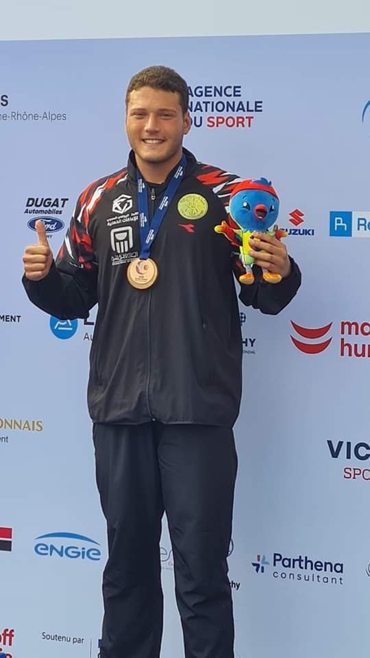 السباح العالمى محمد أبو جوده وحصوله على الميدالية الذهبية فى مارثون الأولمبياد الخاص بفرنسا