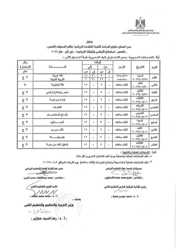  جدول امتحانات الدور الثاني لطلبة الدبلومات الفنية (36)