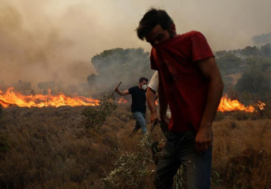 انتشار حرائق الغابات المستعرة في اليونان (13)