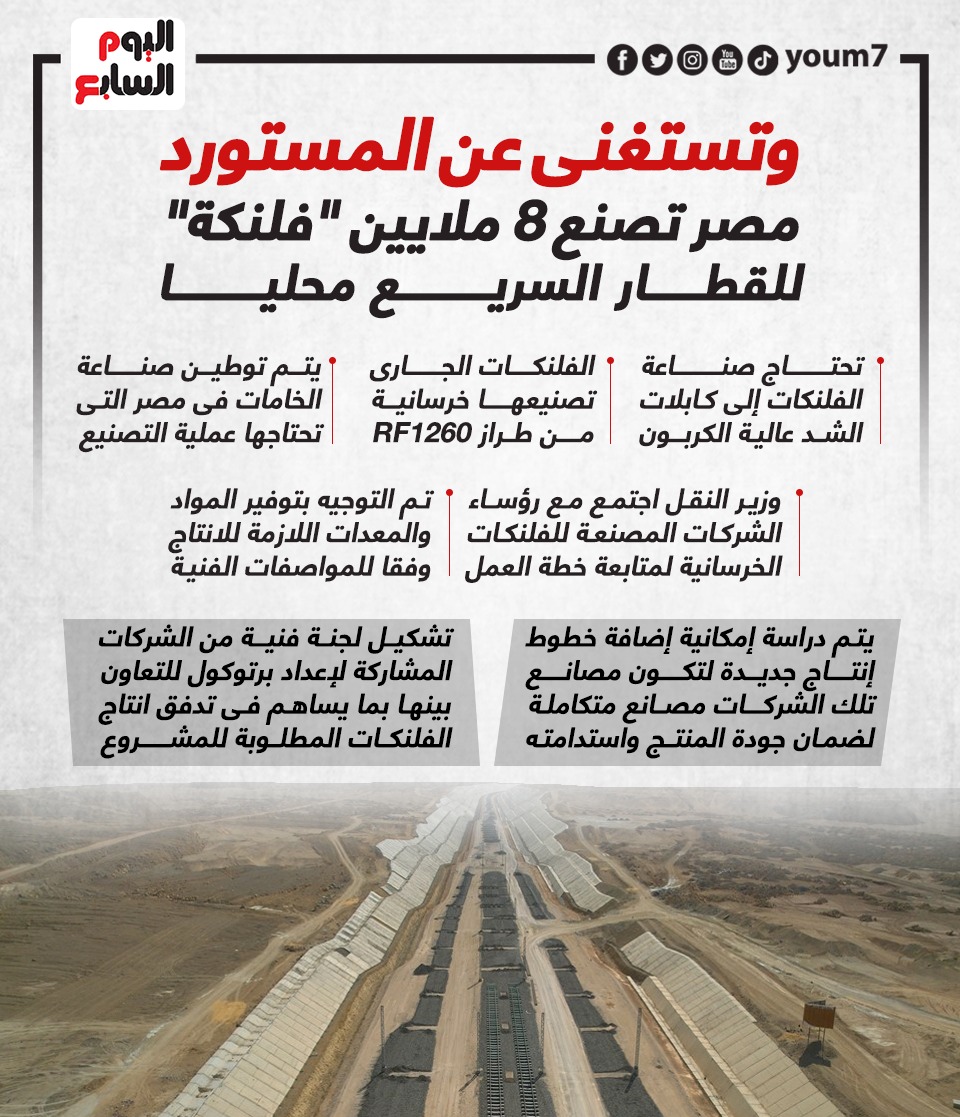 مصر تصنع 8 مليون فلنكة للقطار السربع
