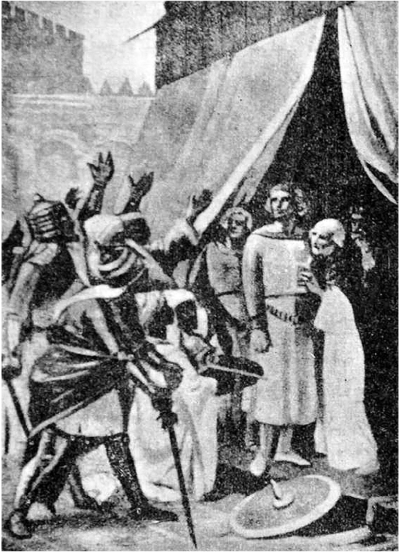 الملك لويس في الأسر بعد هزيمته.