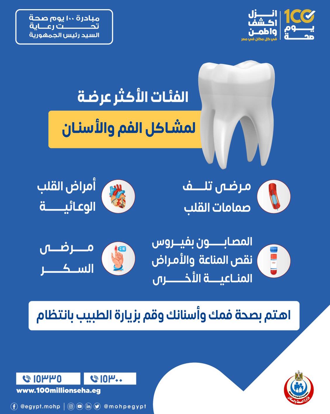 الفئات الأكثر عرضه لمشاكل الفم والأسنان