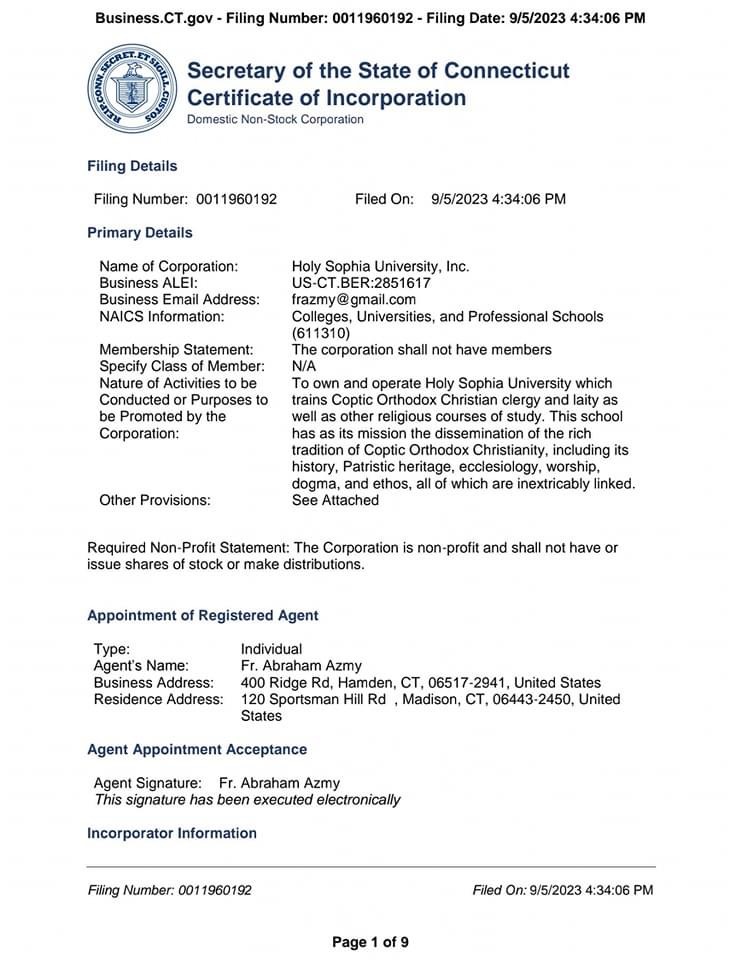  تسجيل جامعة هولى صوفيا رسميًا بالولايات المتحدة  (2)