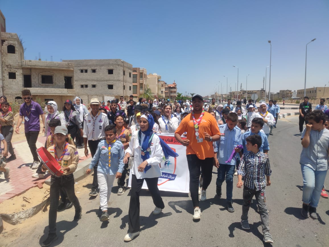 جولة مراكز شباب شمال سيناء تشارك في الاحتفال بالأهاالي العائدة بعد التهجير برفح والشيخ زويد بشمال سيناء