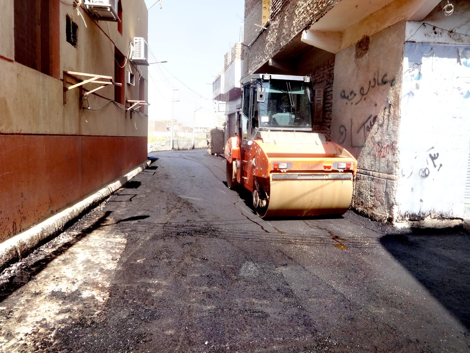 جانب من رصف الشوارع بمدينة الأقصر