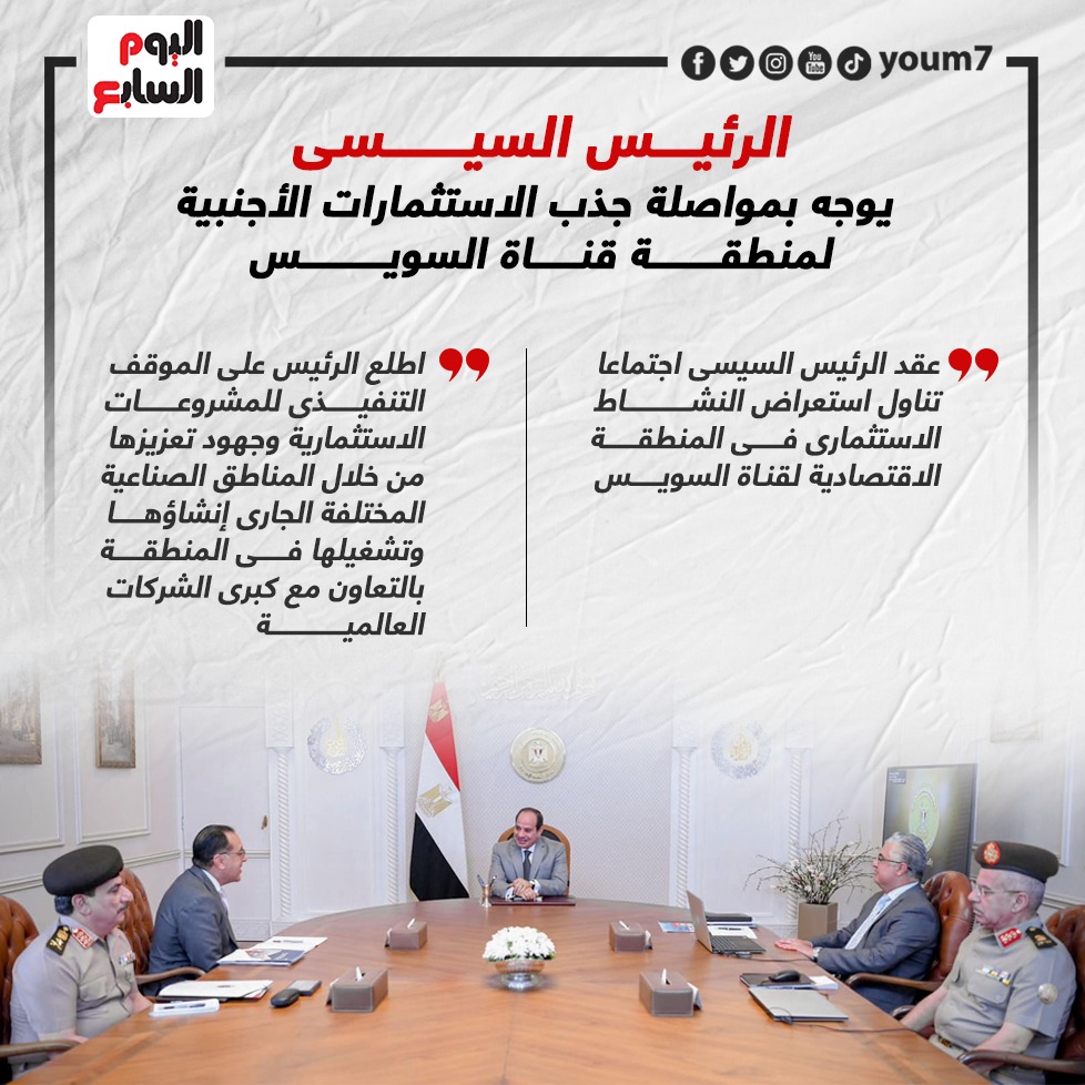 الرئيس السيسى يوجه بمواصلة جذب الاستثمارات الأجنبية لمنطقة قناة السويس