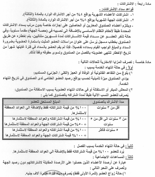 الاشتراكات بصندوق التأمين