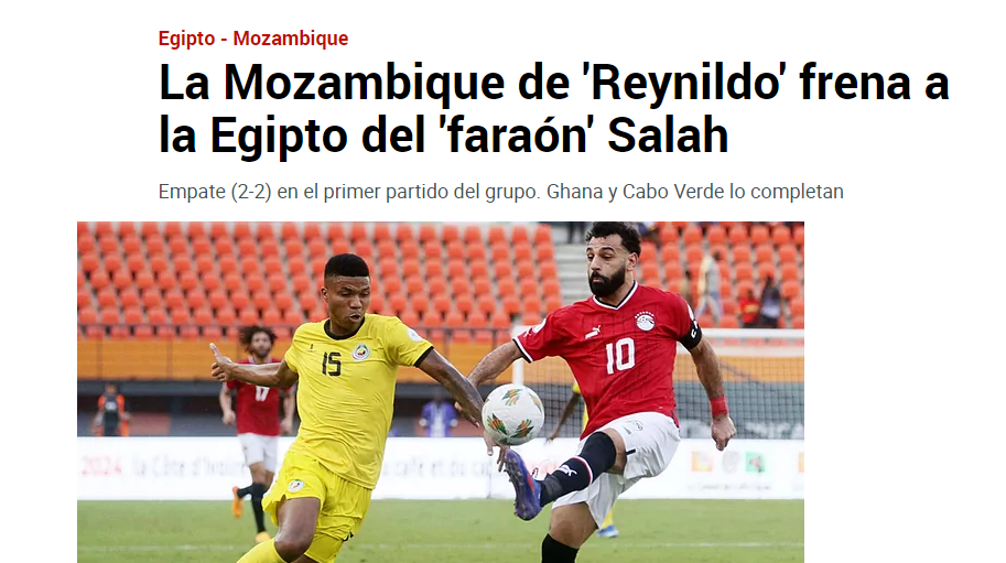 ماركا عن مباراة مصر وموزمبيق رينيلدو الموزمبيقي يوقف الفرعون صلاح