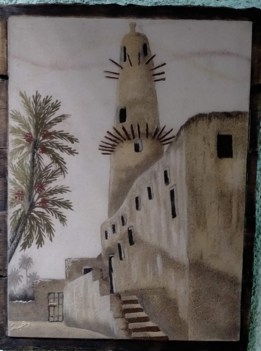 مسجد القصر فى لوحة بالرمل