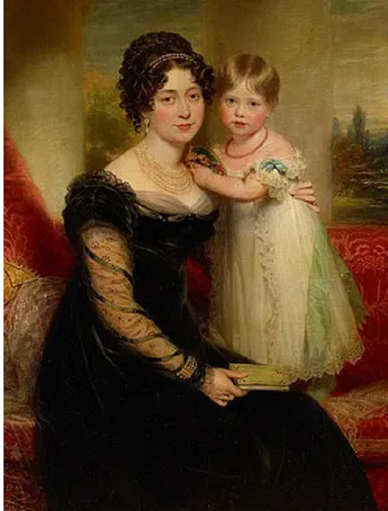لوحة للأميرة فيكتوريا ووالدتها بريشة ويليام بيتشي، 1821