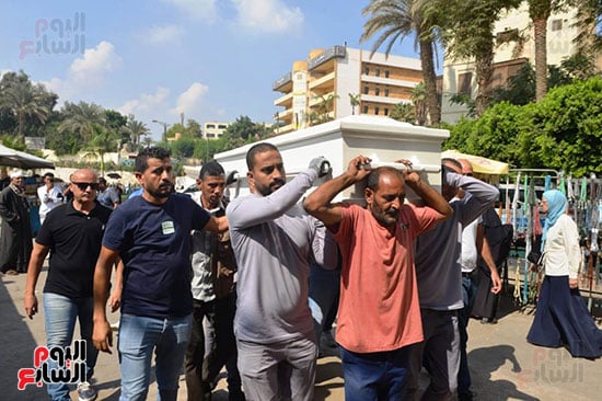 The body of Jeddah Malak Qawra arrives and the funeral takes place from the Sayyida Nafisa Mosque