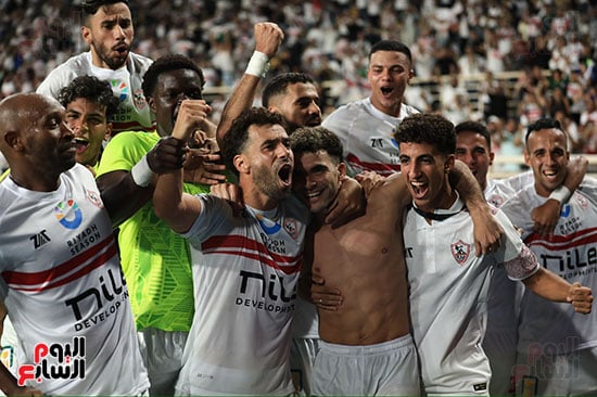 احتفال لاعبى الزمالك بالفوز على بيراميدز