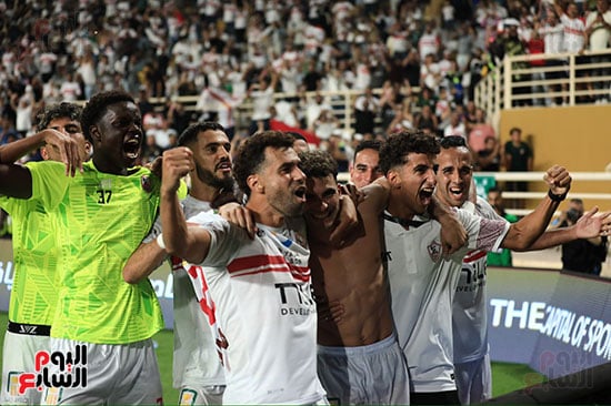 لاعبى نادى الزمالك بعد الفوز على بيراميدز