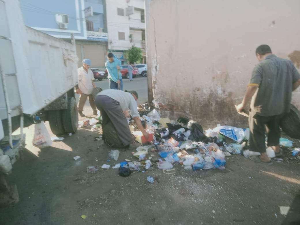 جانب من أعمال النظافة بنطاق حي شرق المنصورة