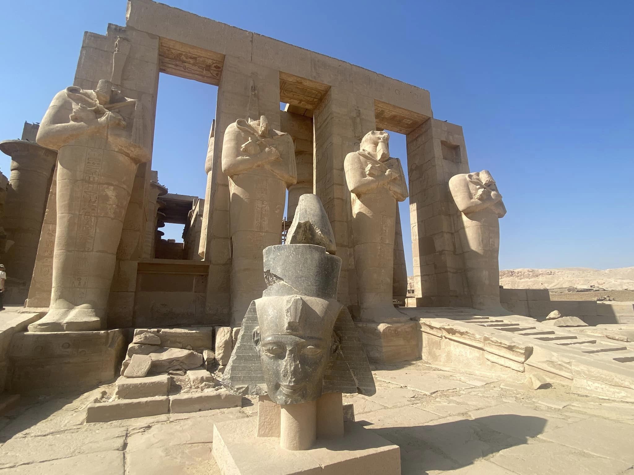 The head of Ramesses II at the entrance to the Ramesseum Temple