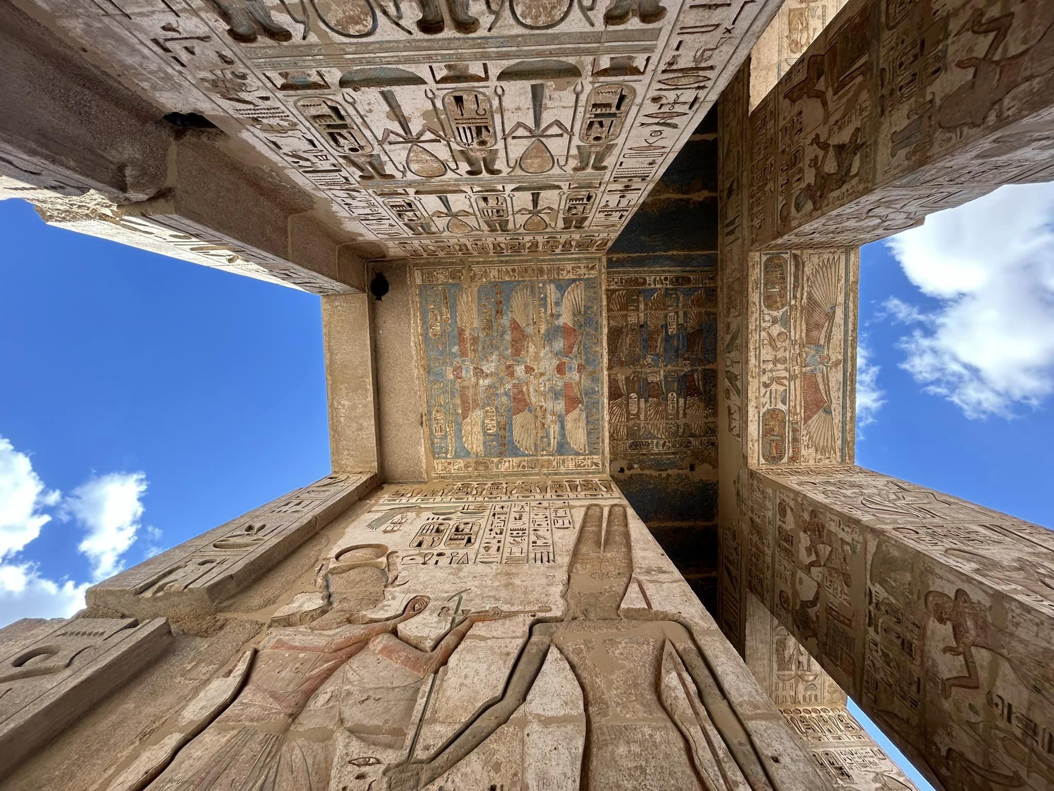 Distinctive patterns and colors in Medinet Habu Temple