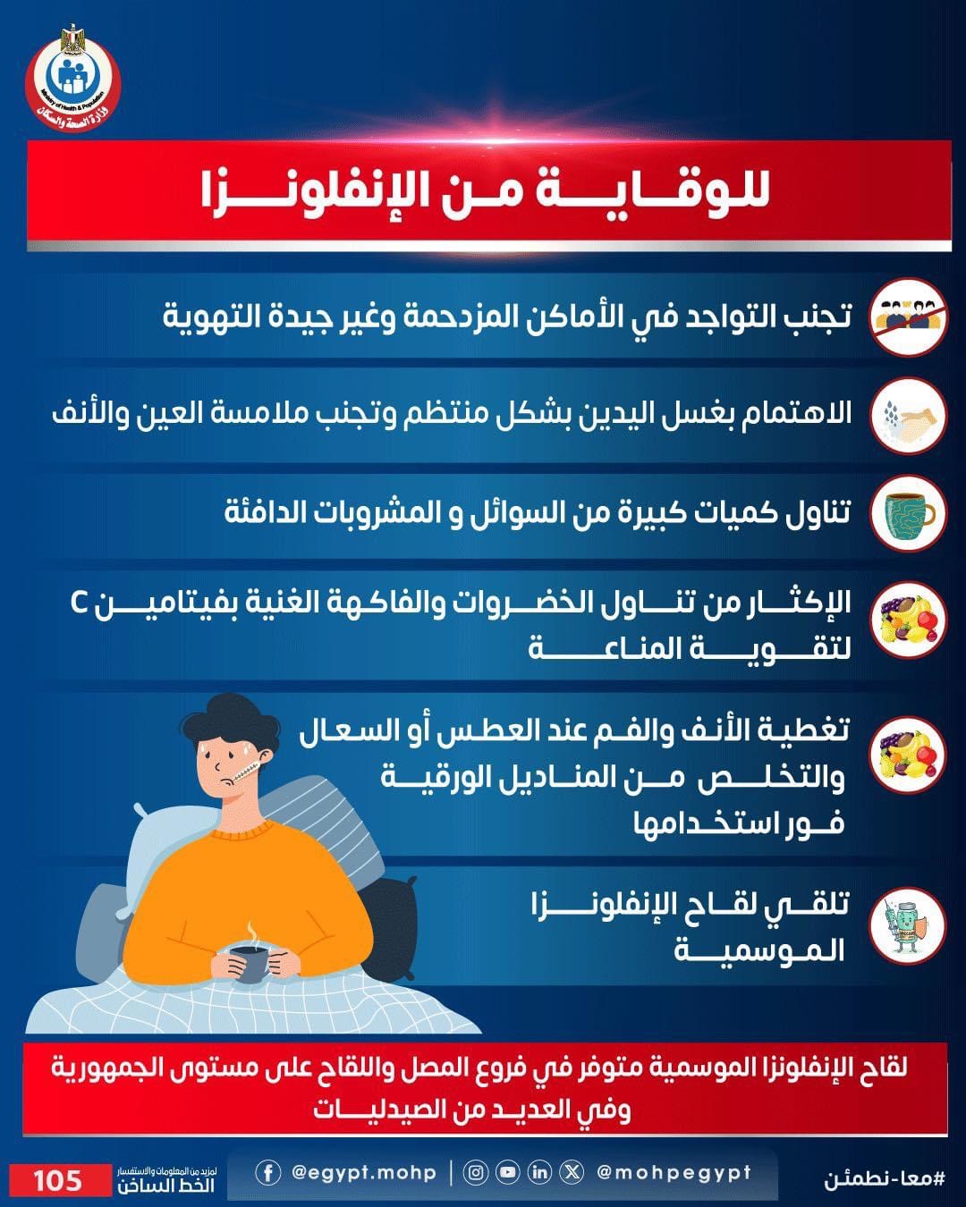 نصائح هامة للوقاية من الأنفلونزا