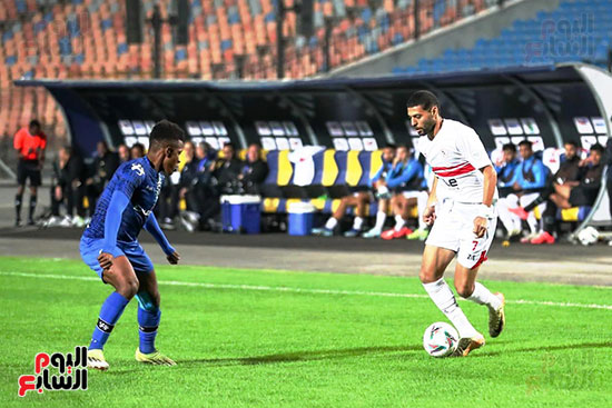 مصطفى شلبي خلال المباراة