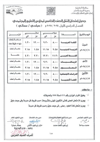 محافظ-الدقهلية-يعتمد-جداول-امتحانات-مراحل-النقل-التعليم-الأساسى-والإعدادية-17