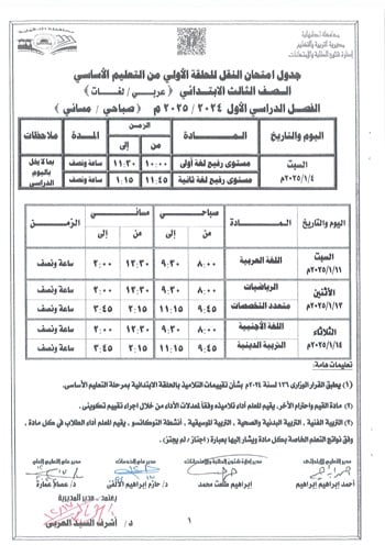 محافظ-الدقهلية-يعتمد-جداول-امتحانات-مراحل-النقل-التعليم-الأساسى-والإعدادية-3