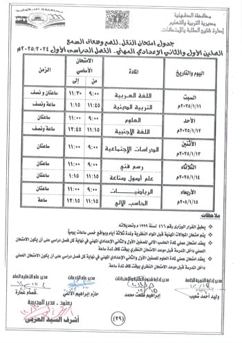 محافظ-الدقهلية-يعتمد-جداول-امتحانات-مراحل-النقل-التعليم-الأساسى-والإعدادية-31