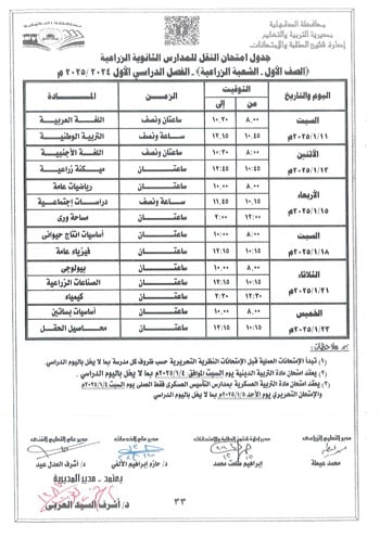 محافظ-الدقهلية-يعتمد-جداول-امتحانات-مراحل-النقل-التعليم-الأساسى-والإعدادية-35