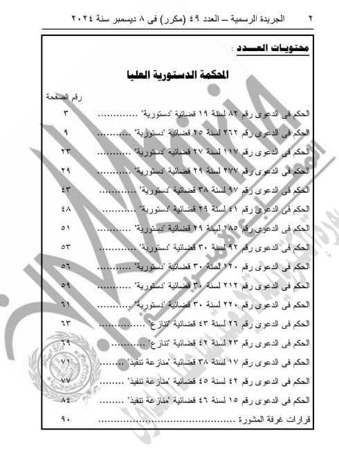 الجريدة الرسمية تنشر 16 حكما حديثا للمحكمة الدستورية العليا