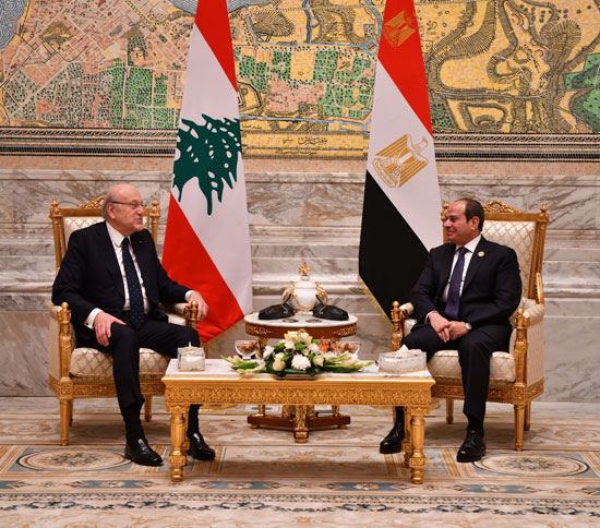 الرئيس عبد الفتاح السيسى ورئيس الوزراء اللبنانى نجيب ميقاتى الرئيس عبد الفتاح السيسى ورئيس الوزراء اللبنانى نجيب ميقاتى
