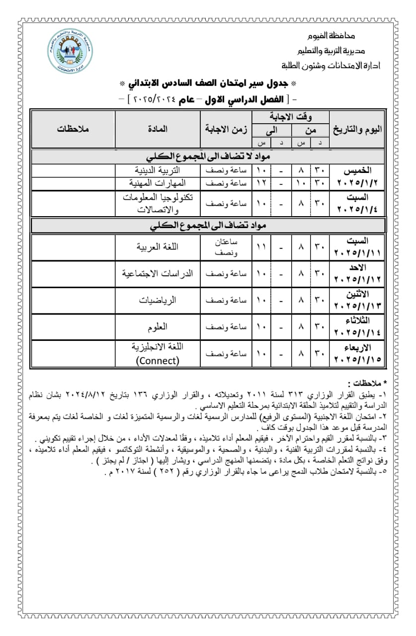 جداول الإمتحانات (2)