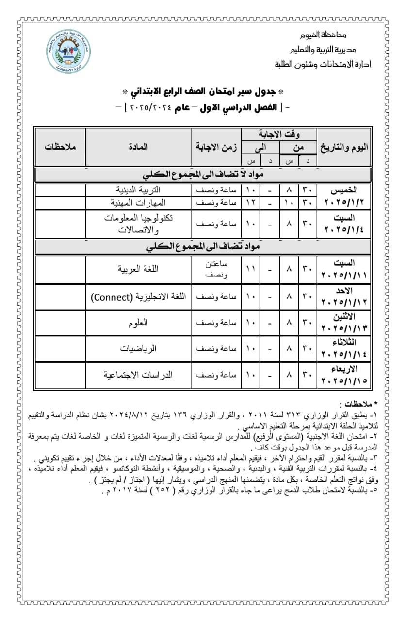 جداول الإمتحانات (8)