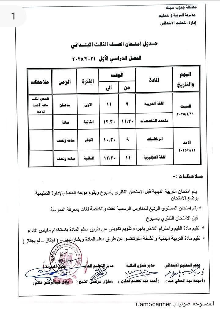 جداول الامتحانات (1)