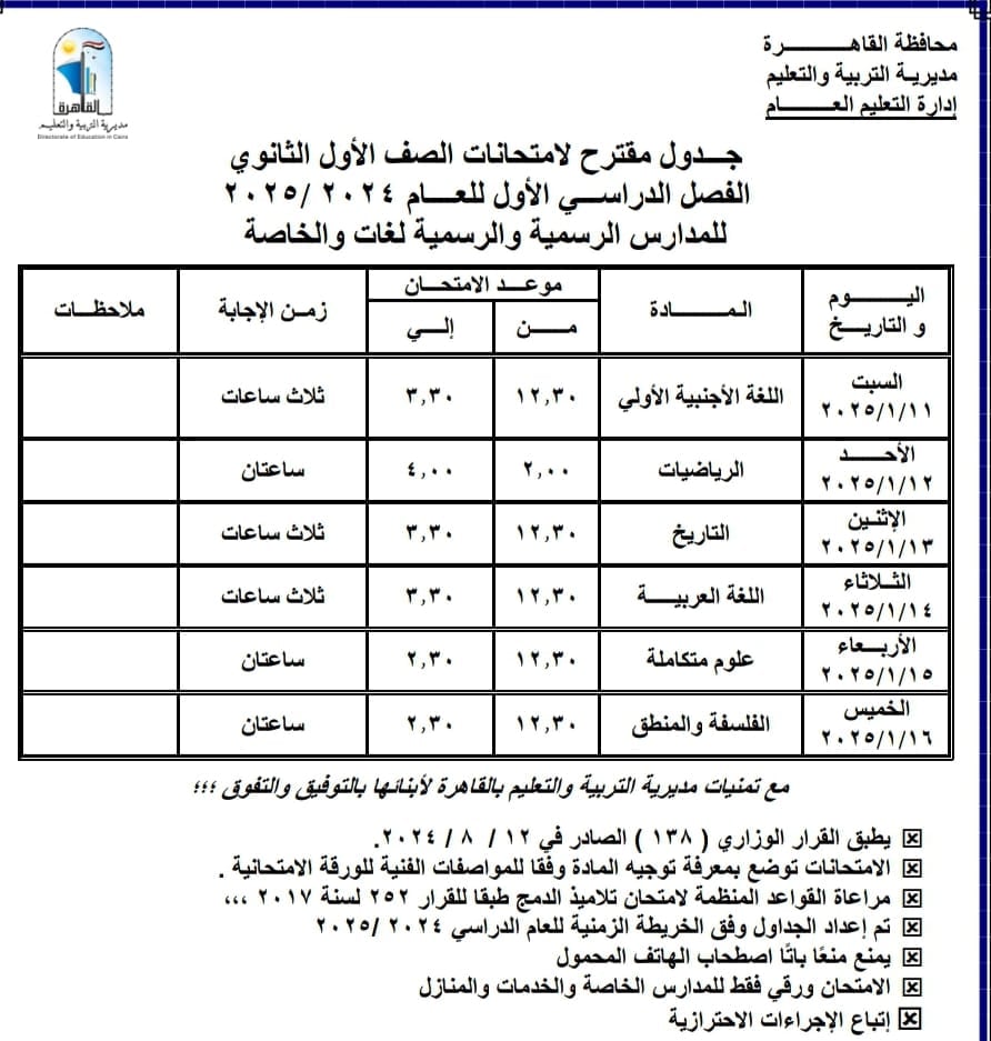 اولى ثانوي