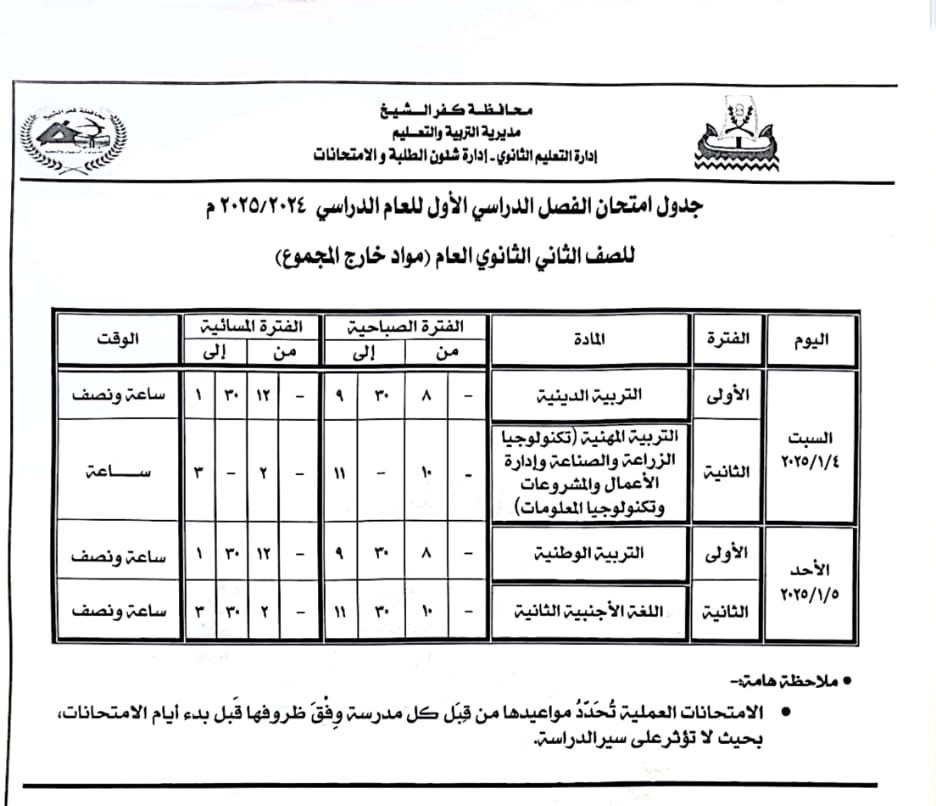 امتحان مواد خارج المجموع