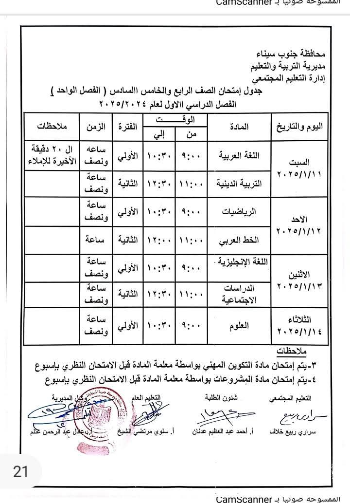 جداول امتحانات جنوب سيناء (3)