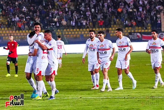 احتفال لاعبى  الزمالك بالهدف