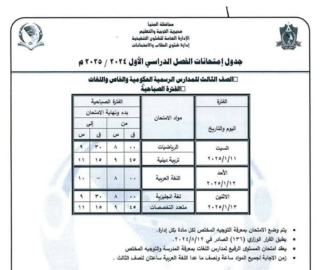 جداول الإمتحانات (2)