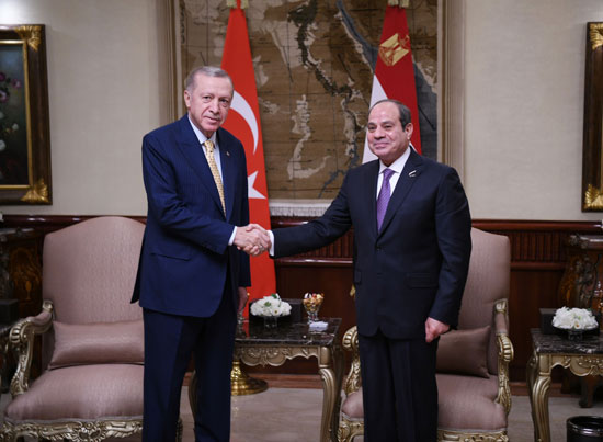الرئيس السيسى والرئيس التركى بقصر الاتحادية